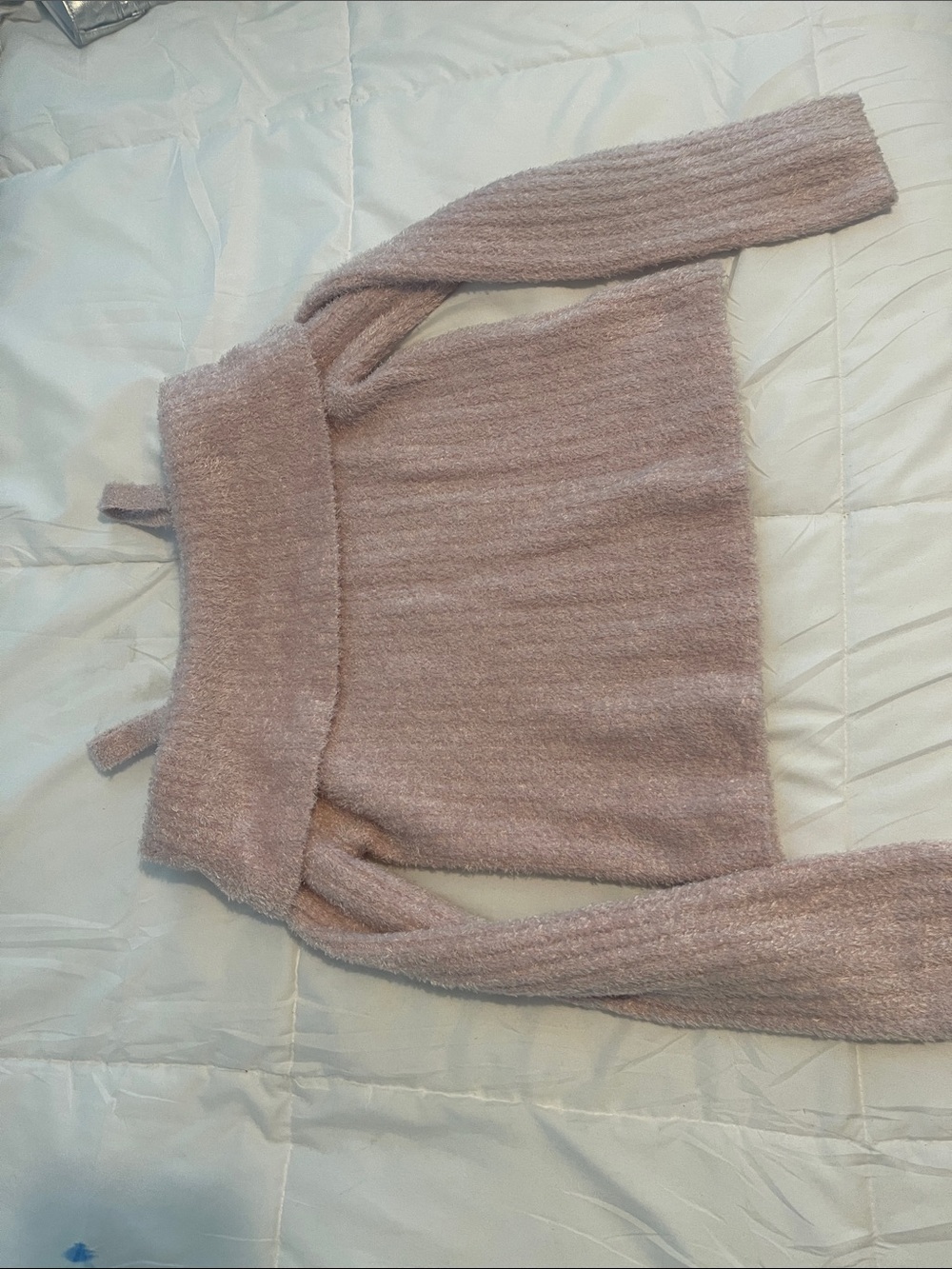 Girl’s Cozy Off-Shoulder Knit Sweater - Blush Pink
